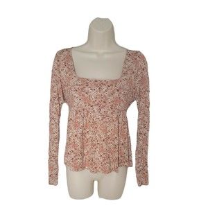 Coco Jaimeson Blouse Shirt ~ Sz M ~ Pink ~ Long Sleeve ~ Floral